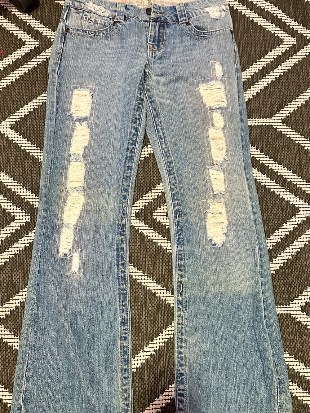 Y2K distressed candies, jeans, vintage size 7